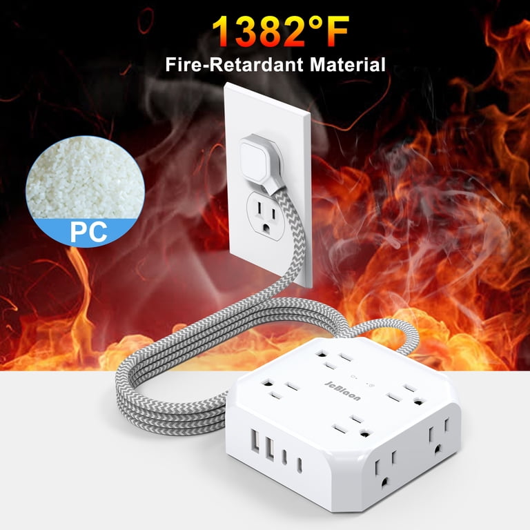 12-in-1 Power Strip with 8 Outlets, 4 USB Ports, 5ft Cord, White photo 5