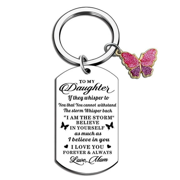 To My Daughter Keychain Inspirational Daughter Birthday Gifts from Mom for Daughter Adult Christmas Graduation Gifts for Daughter Keyring Stocking Stuffer Gifts