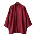 thumbnail image 1 of Camisas tipo kimono japonesas para hombre, informales, de punto abierto, ligeras, tipo yukata, cárdigan negro de moda, manga 3/4, ropa exterior para vacaciones de verano., 1 of 5