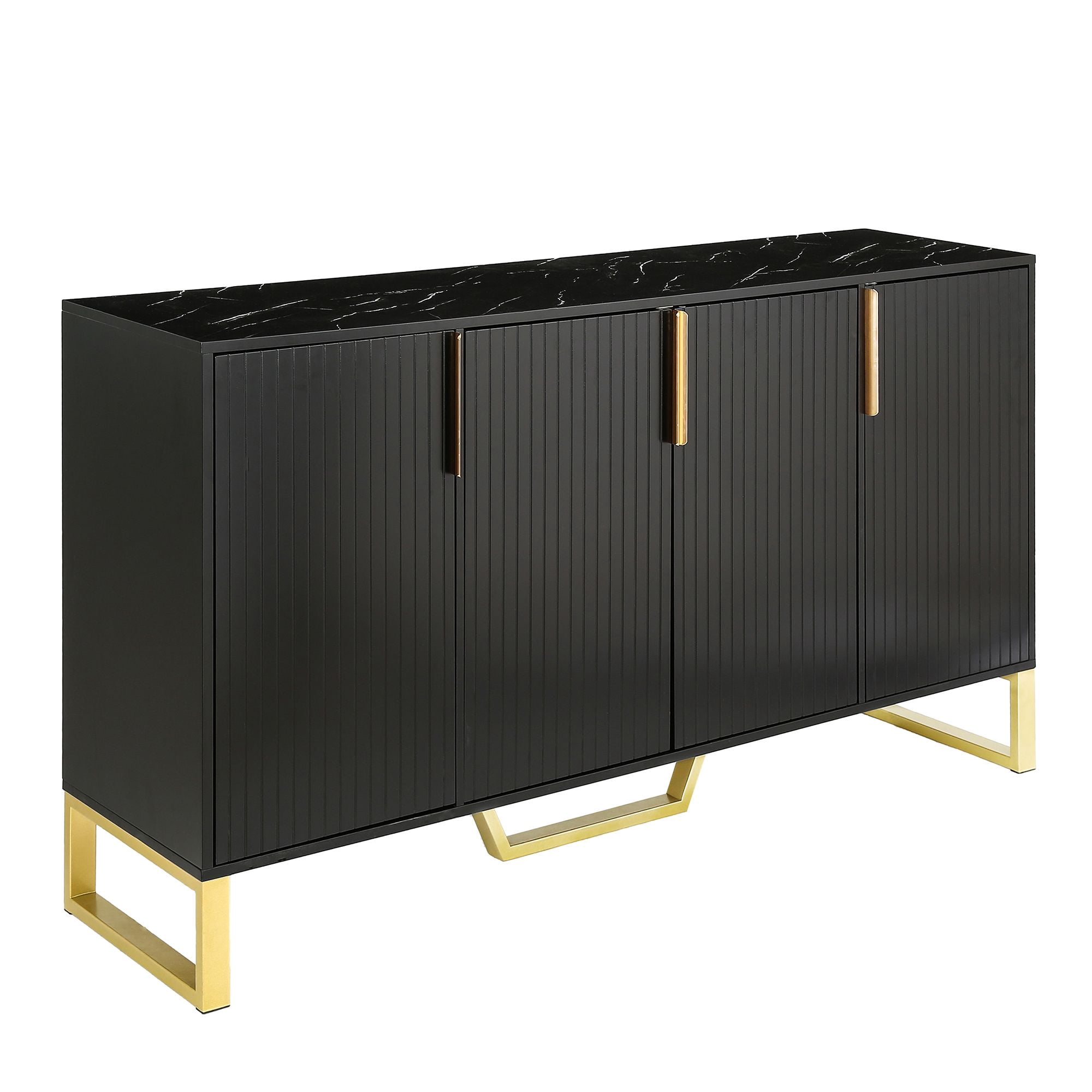 Aukfa Kitchen Cabinet,Modern sideboard with Four Doors - Black
