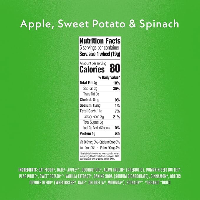 (8 pack) (8 pack) Once Upon a Farm Organic Tractor Wheels Toddler Bar, Apple, Sweet Potato & Spinach 5 Count