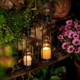 thumbnail image 6 of Glasseam Lantern Decorative Pillar Candle Holders Set of 2 Glass Hurricane Candle Holder for Halloween Front Porch Fireplace Outdoor Decor Black, 6 of 10