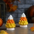 Mr. Halloween Ceramic Candy Corn Halloween Trees, Set of 2, White