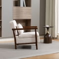 thumbnail image 5 of CQSXDA Mid Century Modern Accent Storage Chair Upholstered Fabric with Waist Cushion for Living Room or Bedroom, Antique White, 5 of 12