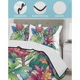 thumbnail image 3 of Quilts Queen Size Bedding Set, Tropical Plant Reversible Summer Quilt 3 Pieces, Summer Watercolor Botanical Palm Leaves Lightweight Bedspreads Coverlets with 2 Pillow Shams for All Seasons, 3 of 5