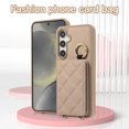 thumbnail image 6 of Back Case for Samsung Galaxy S24, Stylish Slim Fit Card Holder Kickstand Finger Ring Crossbody Strap, PU Leather + TPU Durable Shockproof Protective Phone Case Cover for Women Girls - Khaki, 6 of 9