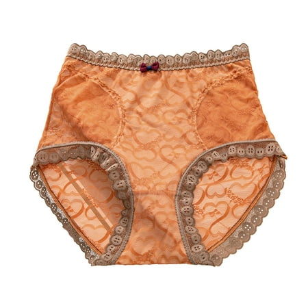 

Women Waisted Lace Underwear Lace Trim Soft Cotton Breathable Breathable Full Coverage Briefs Bowknot Knickers T Back Low Waist Panties Cotton Seamless Lace Thongs For Women Orange L