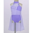 thumbnail image 5 of Sholeno Kids Girls Modern Lyrical Dance Dress Halter Cutouts Tulle Leotard for Ballet Jazz Latin Lavender 10, 5 of 7