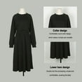 thumbnail image 3 of Laklulu Vestido midi de manga larga con cinturón para mujer, invierno, otoño, negro, XXL, 3 of 6