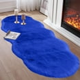 thumbnail image 2 of CuiLiyq Soft Faux Fur Rug, Blue Fluffy Bedside Runner Rugs for Bedroom Bedside Bed Floor Living Room, Plush High Density Cushion Carpet, 55.1" x 19.6", Blue, 2 of 8