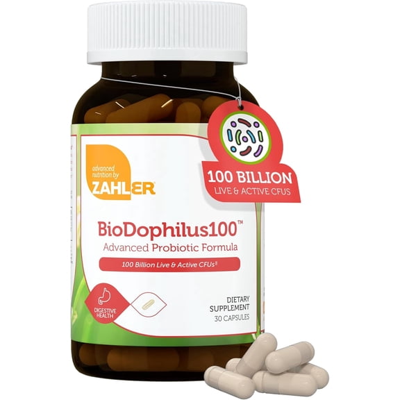 Zahler BioDophilus100, Advanced Probiotic Formula, 100 Billion CFU, 30 Capsules, Probiotic, Probiotics, Probiotic Supplement