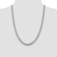thumbnail image 4 of Auriga 925 Sterling Silver Rhodium-plated 8.5 mm Domed w/ Side Diamond-cut Curb Chain Necklace for Mens 24", 4 of 6