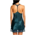 thumbnail image 4 of DISKEBUISS Women Lingerie Lace Sleeveless V Neck Sexy Sheer Solid Color Sleepwear, 4 of 4