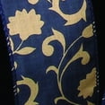 thumbnail image 2 of The Ribbon People Navy Blue and Beige Floral Lattice Wire Edged Craft Ribbon 4" x 40 Yards, 2 of 2