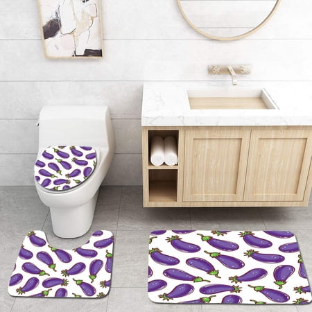 Erehome Eggplant Cute Eggplants White Spots On A White Healthy Foods Eating Green 3 Piece Bathroom Rugs Set Bath Rug Contour Mat And Toilet Lid Cover Walmart Canada