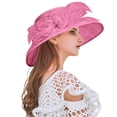 thumbnail image 5 of Wide Brim Derby Hats for Women Formal Church Event Hats Tea Party Hats for Women Wedding Hats Classy Tea Party Outfits Garden Party Hats Fancy Hats Tea Party Headband Big Derby Hats for Women, 5 of 7