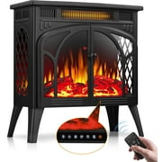 AGLUCKY Electric Fireplace-Fireplace Stove with 3D Flame Effect Freestanding Electric Fireplace Heater Portable Electric Fireplace Heater Indoor Electric Stove Heater with Remote Control ,Black