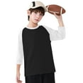 thumbnail image 4 of fatyb Boys Girls Casual 3/4 Sleeve T Shirts Color Block Tees Tops Crew Neck Fashion Blouses for Kids, 4 of 6