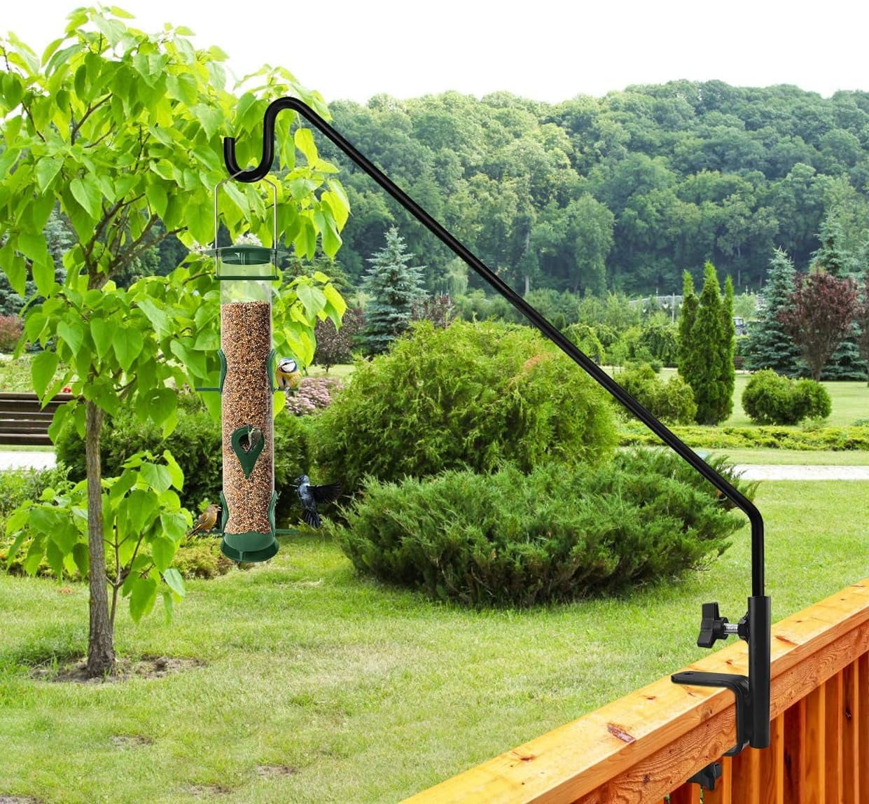 2 Pack Heavy Duty Extensible Adjustable Deck Hooks for Hanging Bird Feeders, Plants, Suet Baskets, Wind Chimes, Lanterns