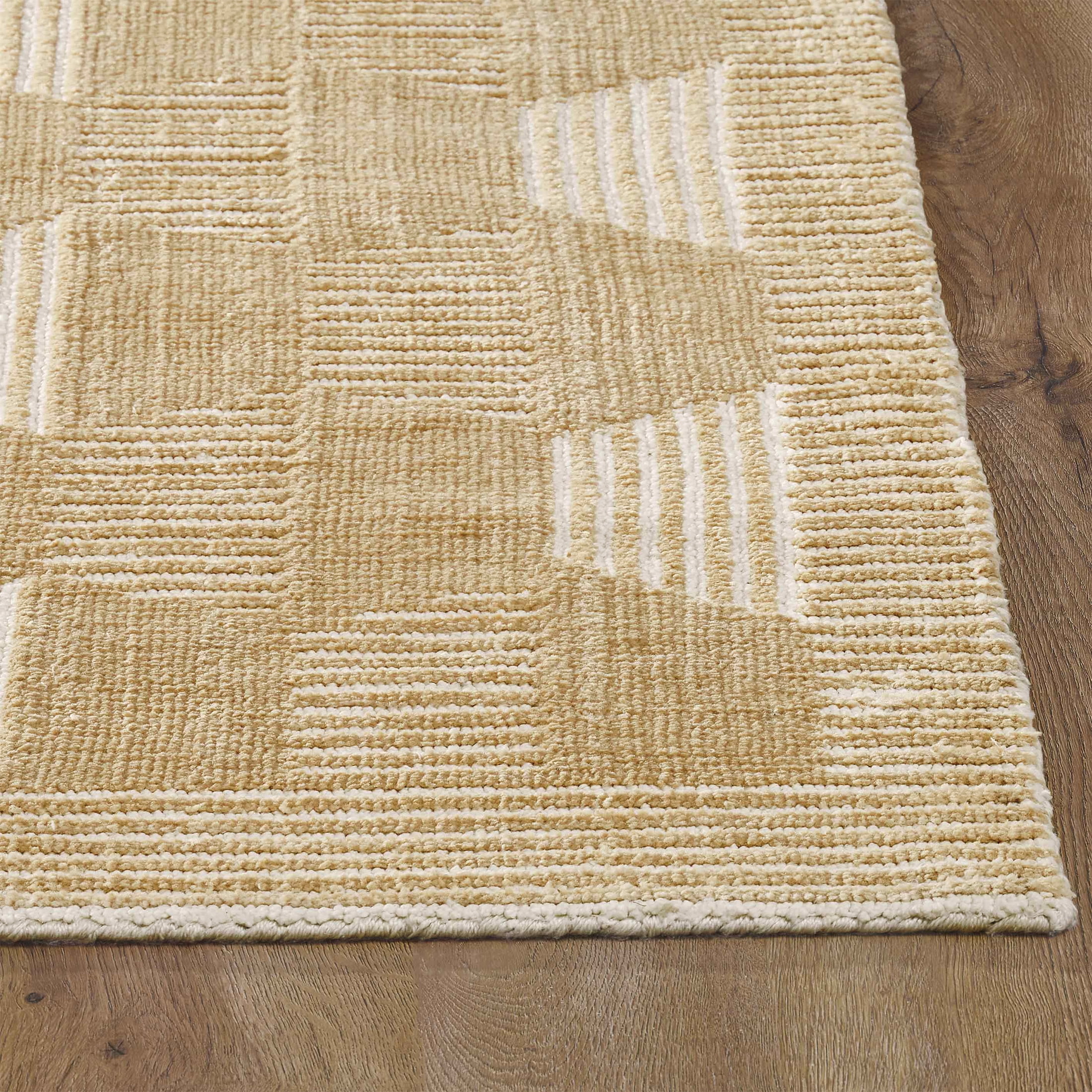 Beautiful Tufted Beige Geometric Stripe Indoor Area Rug by Drew Barrymore, 8' x 10'