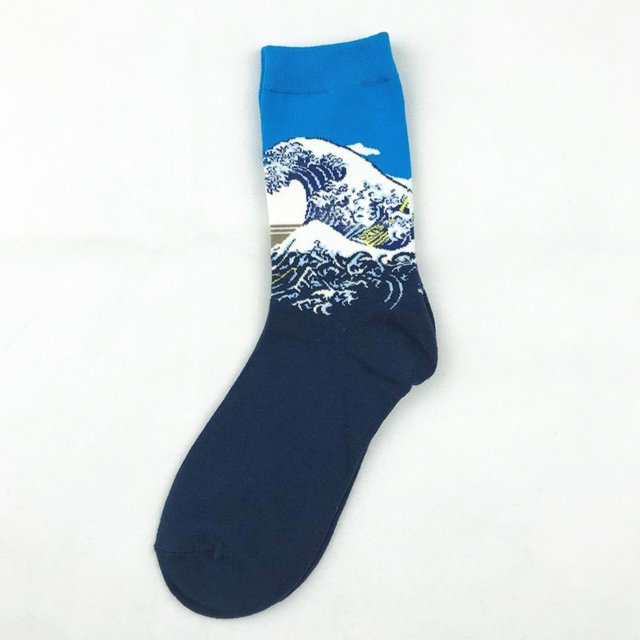 Calcetines de otoño e invierno para hombre, calcetines personalizados de la serie de pinturas de fama mundial retro literarias, calcetines de pintura al óleo para hombre