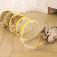 thumbnail image 4 of Cat Toys, Large Cat Collapsible Tunne with Feather Mouse Toys, Pet Interactive Play Toy Cat Tube Tunnel for Kittens Small Animals, Exercise Cat Springs Toys (Yellow,25.59"*9.84"*9.84"), 4 of 7