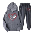 thumbnail image 2 of Feancey Flash Deals of The Day Clearance Womens Sweatsuits 2 Piece Set 2025 Valentines Day Casual Heart Print Hoodies and Jogger Pants Matching Sets Cute Y2K Tracksuit Two Piece Dark Gray L, 2 of 3