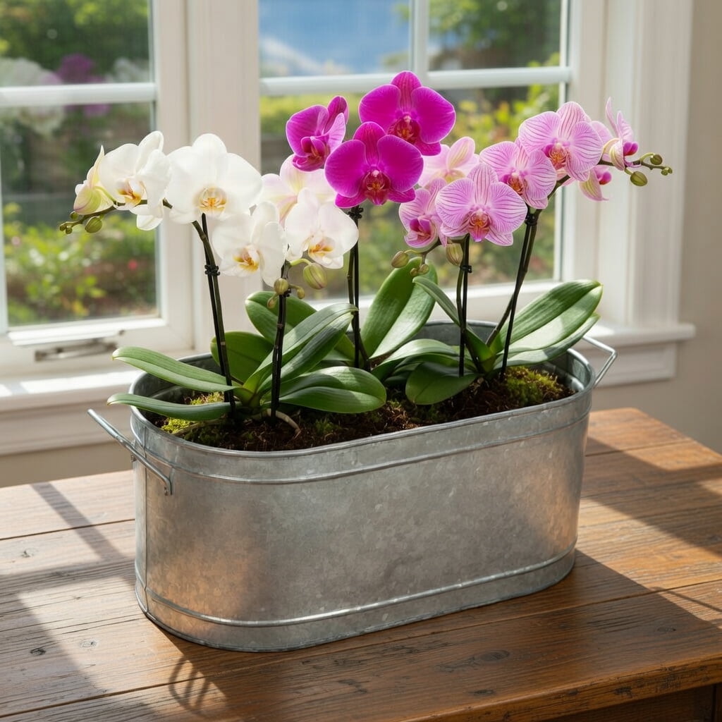 HOSLEY 18 in x 8.5 in x 7 in Oval Other Metal Solid Print Nature Plant Pot