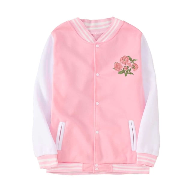 Vestes pour Filles Cardigan de Sport Imprimé Décontracté Rose Automne pour Adolescentes, 8-10 Ans