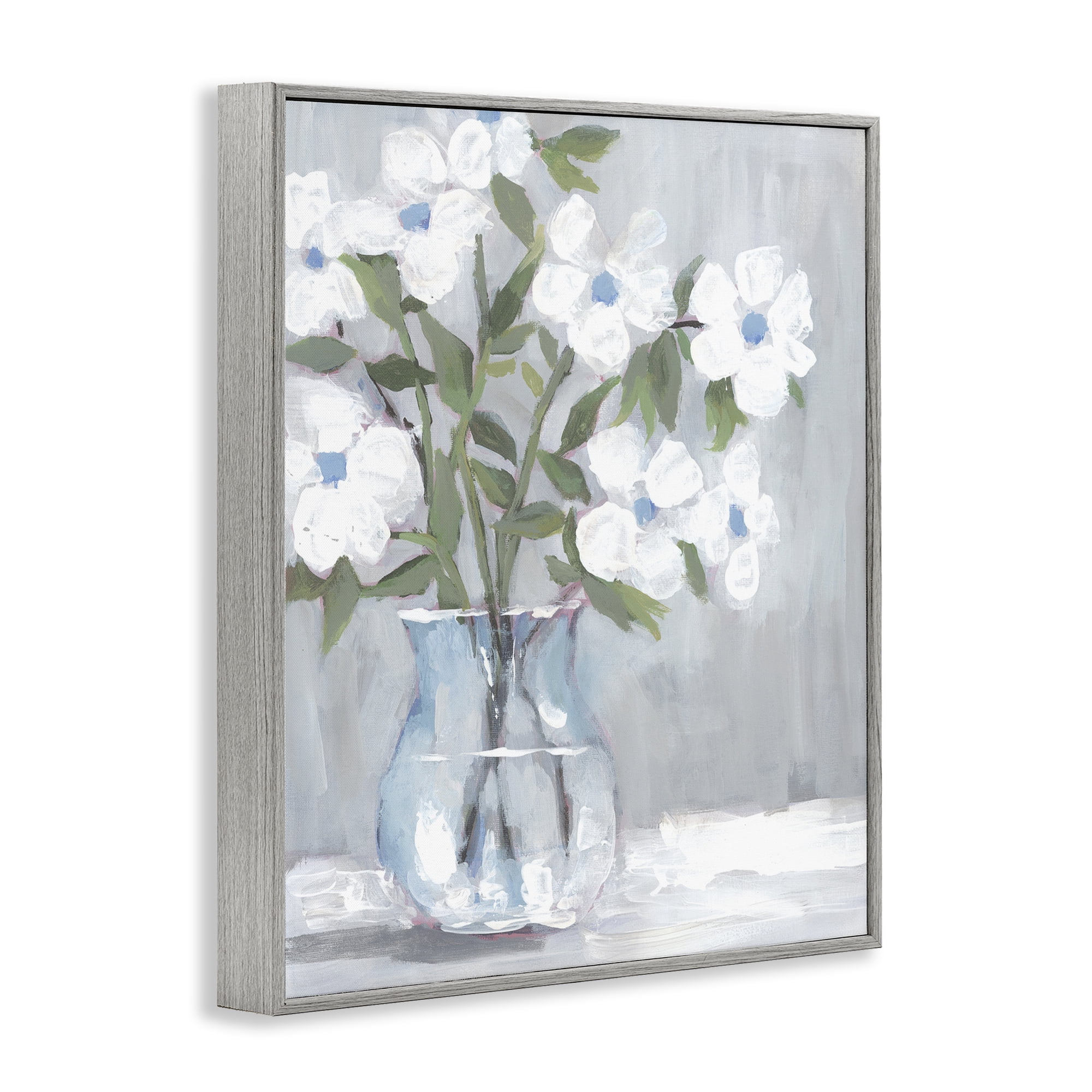 Stupell Industries Pale Blossom Bouquet Botanical & Floral Painting Gray Framed Art Print Wall Art, 24 x 30