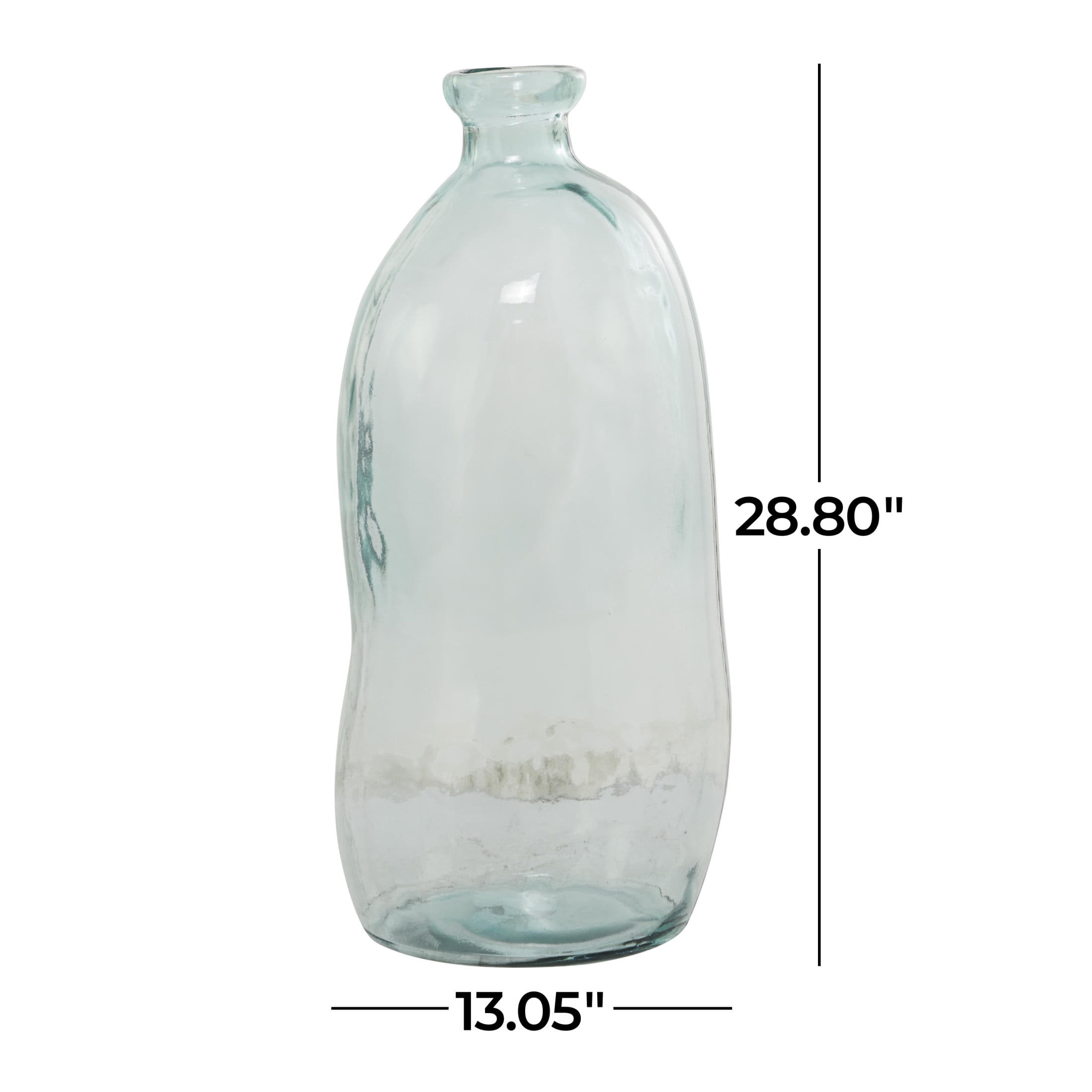 DecMode 29" Abstract Handmade Spanish Bottleneck Light Blue Recycled Glass Vase