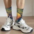 thumbnail image 6 of Gukieu Palm Trees Print Contrast Color Mid-calf Socks, Sweat-wicking Athletic Socks, Unisex Clothing Accessories, 6 of 6