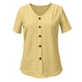 thumbnail image 5 of LIZUOJUNF Dresses for Women Round Neck Short Sleeve Blouses Casual Loose Flowy Summer Tops Going Out Shirts with Button Details, 5 of 5