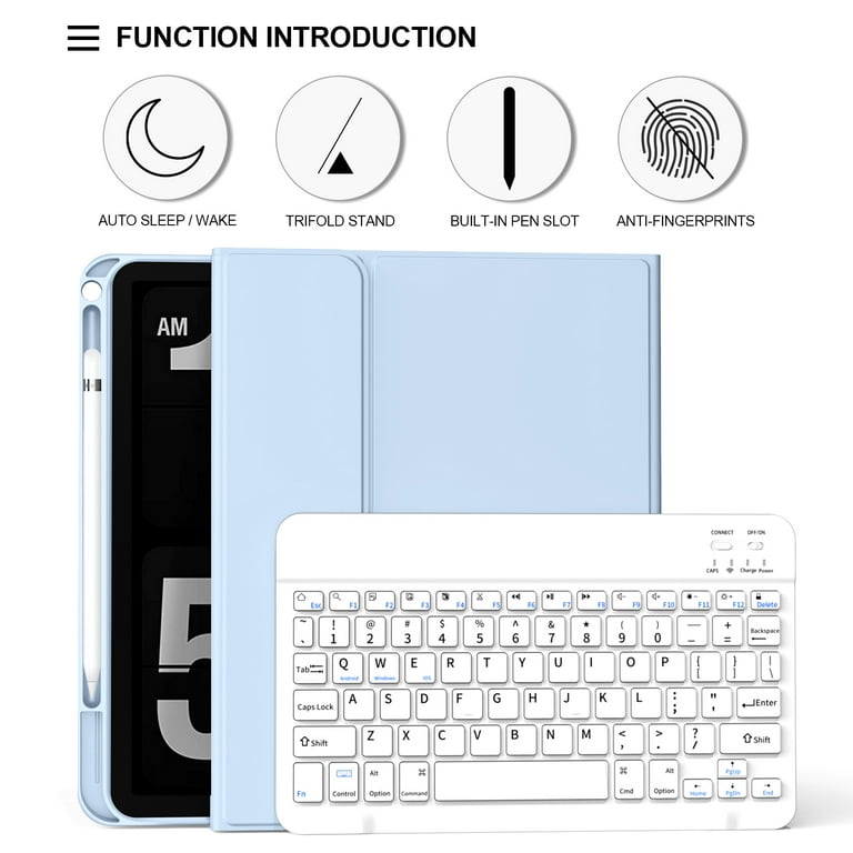 iPad 10th Generation Case with Keyboard (10.9, 2022),iPad Keyboard Case  for 10.9 10th Gen, Detachable - Pencil Holder - Flip Stand Cover -  Keyboard