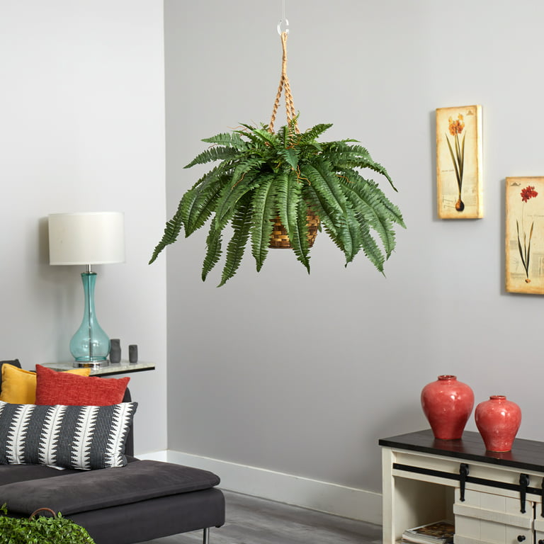 Nearly Natural 56in. Giant Boston Fern Artificial Plant in Cement Bowl