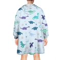 thumbnail image 2 of Wearable Oversized Blanket,LightBlue Dinosaurs Stars Moons Pattern Wearable Blanket Hoodie for Adults,Cozy Hooded Blankets with Super Pockets,Super Warm Fuzzy Pullover for Women & Men, 2 of 6