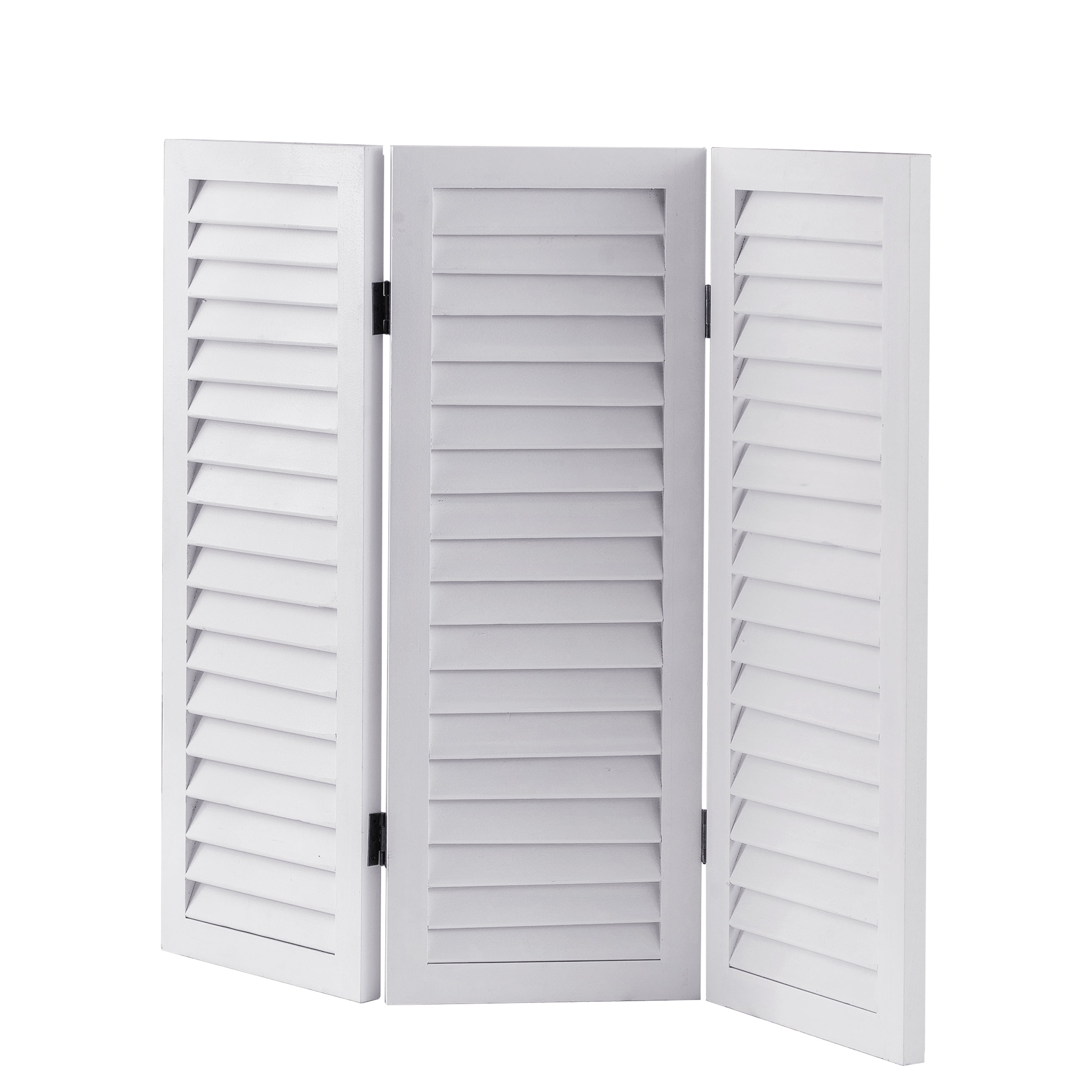 SOFE Wood Short Room Divider 3 Panel, 2.6 Ft Tall Shutters Folding Divider for Room Separation, White Room Partitions and Dividers Freestanding, Foldable Wall for Home Bedroom Office