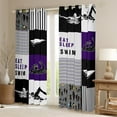 thumbnail image 2 of Swimmer Curtains 52x84,Water Sports Theme Blackout Curtains Teens,Swimming Patchwork Curtains & Drapes,Swim Lover Window Curtains 2 Panels Living Room Decor,Purple Black, 2 of 6