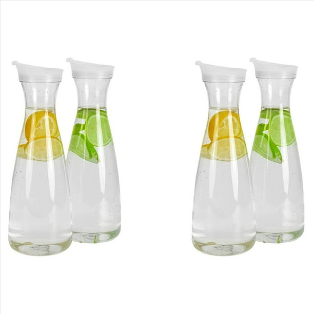 4 Piezas Garrafas de Agua de Plástico de 1 L con Tapas Abatibles Blancas, Jarras Inastillables Reciclables Y de Alimenticio, Tarro de Jugo