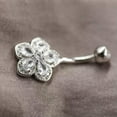 thumbnail image 5 of QQTDFG 925 Sterling Silver Flower Crystal Belly Bar Button Navel Ring Piercing A4222-10mm, 5 of 9