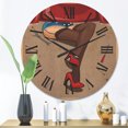 thumbnail image 2 of Designart 'Retro Sexy Girl Repairing The Car' Modern Wood Wall Clock, 2 of 5