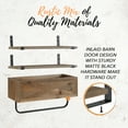thumbnail image 4 of Autumn Alley Rustic Farmhouse Bathroom Shelves Wall Mounted – Industrial Floating Shelves for Bathroom With Towel Bar – Stunning Inlaid Wood Design, Above Toilet Shelves Rustic Towel Rack, 4 of 9