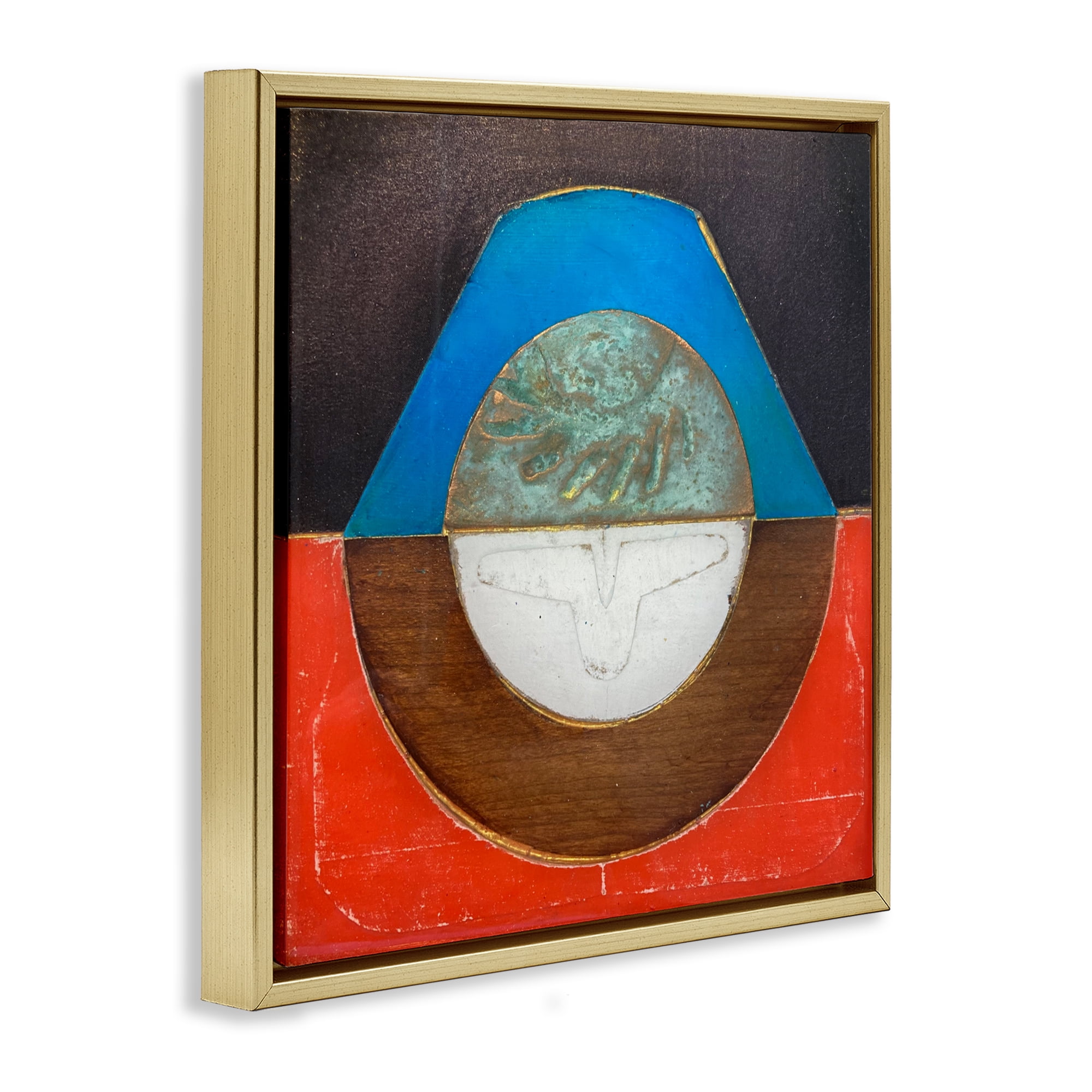 Stupell Industries Round Rustic Symmetry Gold Framed Floater Canvas Wall Art, design by Matthew Finger