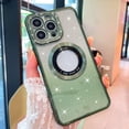 thumbnail image 2 of for iPhone 14 Pro Max Case Bling Glitter Gradient 【Support for Magsafe】 Diamond Camera Protector Magnetic Logo View Shockproof Phone Case for Girls Women Screen Protector Crystal Case -Green, 2 of 12