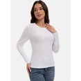 thumbnail image 3 of Women's Long Sleeve Shirts Fall Casual Crew neck Tops Slim Fitted Basic Tees, 3 of 6