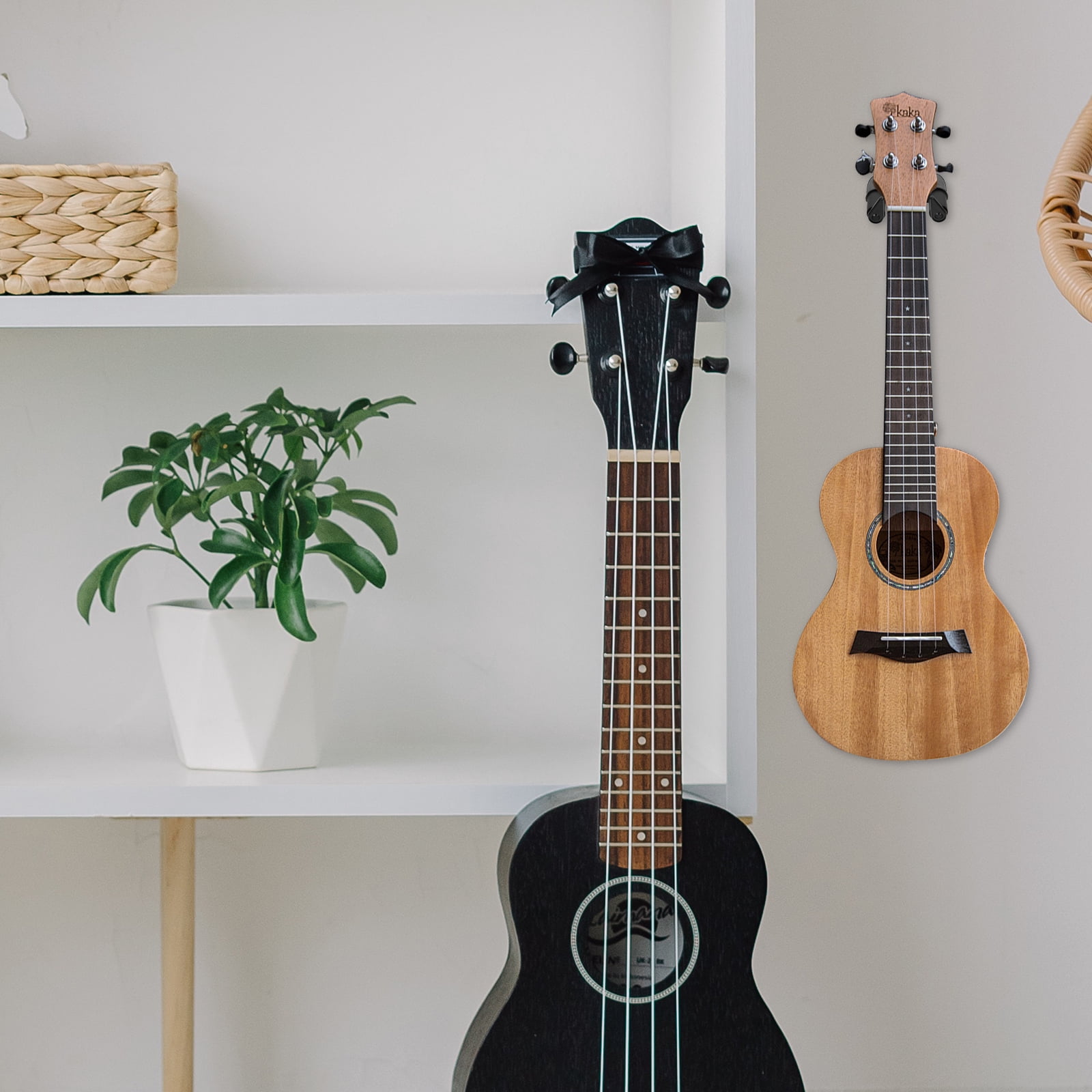 Masteelf  2 Sets Ukulele Rack Wall Guitar Hanger Fretboard Instrument Black