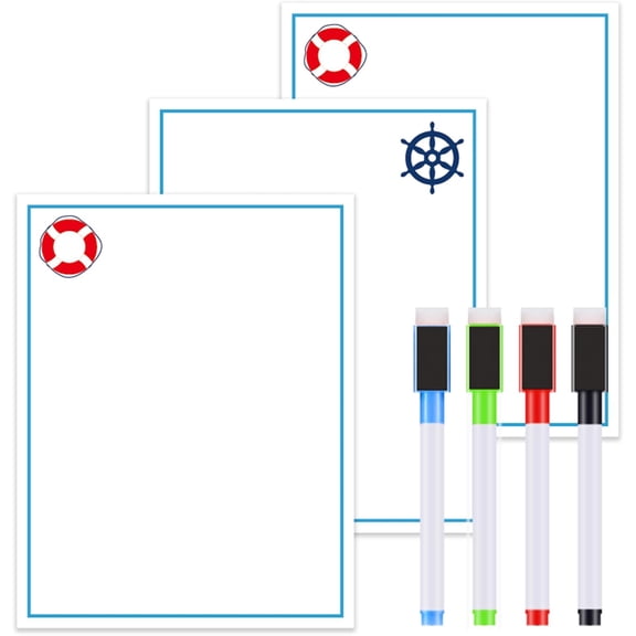 3 Pcs Whiteboard Cruise Door Magnets Set Voyage Cabin Doors Magnetic Signs Cruise Door Decoration Carnival Ship Accessories for Stateroom Doors Refrigerator with 4 Pcs Magnetic Erasable Marker