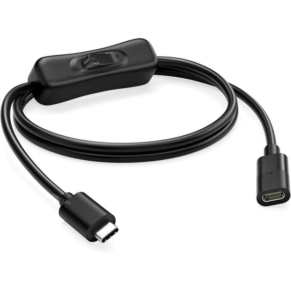 RIITOP USB-C ON Off Cable [3.3FT], USB 3.1 Type-C Male to Female Extension Cable with ON/Off Switch Support Video/Data/PD Charging