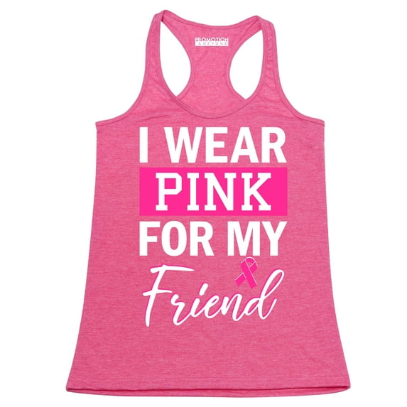 Promotion & Beyond Pink (Ribbon) For My Friend Cancer Awareness Women's Tank Top, XL, H. Pink