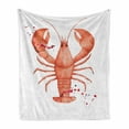 thumbnail image 1 of Lobster Soft Flannel Fleece Throw Blanket, Fresh Organic Gourmet Seafood Theme Splattered Watercolor Style Lobster, Cozy Plush for Indoor and Outdoor Use, 50" x 70", Vermilion and White, by Ambesonne, 1 of 6